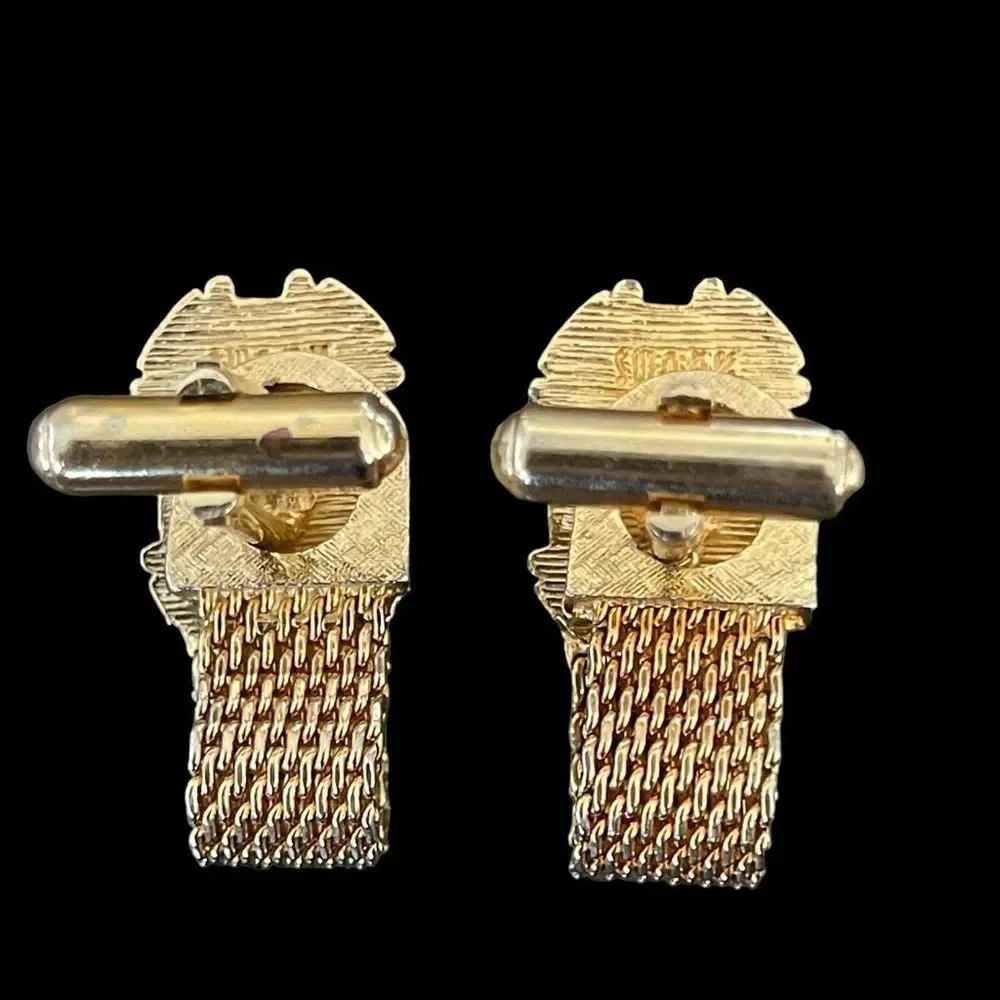 Vintage MCM SWANK Gold Tone Mesh Wrap Around Men’s Cufflinks Bronze Moonglow